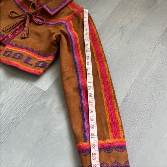 MOTHER THE SHRUGGER JACKET FAUX LEATHER BROWN SUEDE COACHELLA FESTIVAL SMALL - Picture 5 of 8